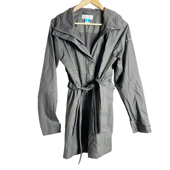 Columbia Pardon My Trench Gray Belted Hooded Windbreaker Rain Jacket Size S - Picture 1 of 9